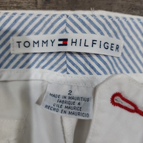 TOMMY HILFIGER White Cotton Cropped Capri wide leg Pants Size 4 NWT vintage 2000 - Picture 2 of 10